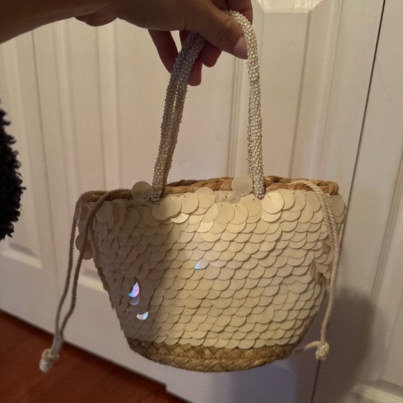 Zara Sequin Mini Basket Bag White - Picture 7 of 10